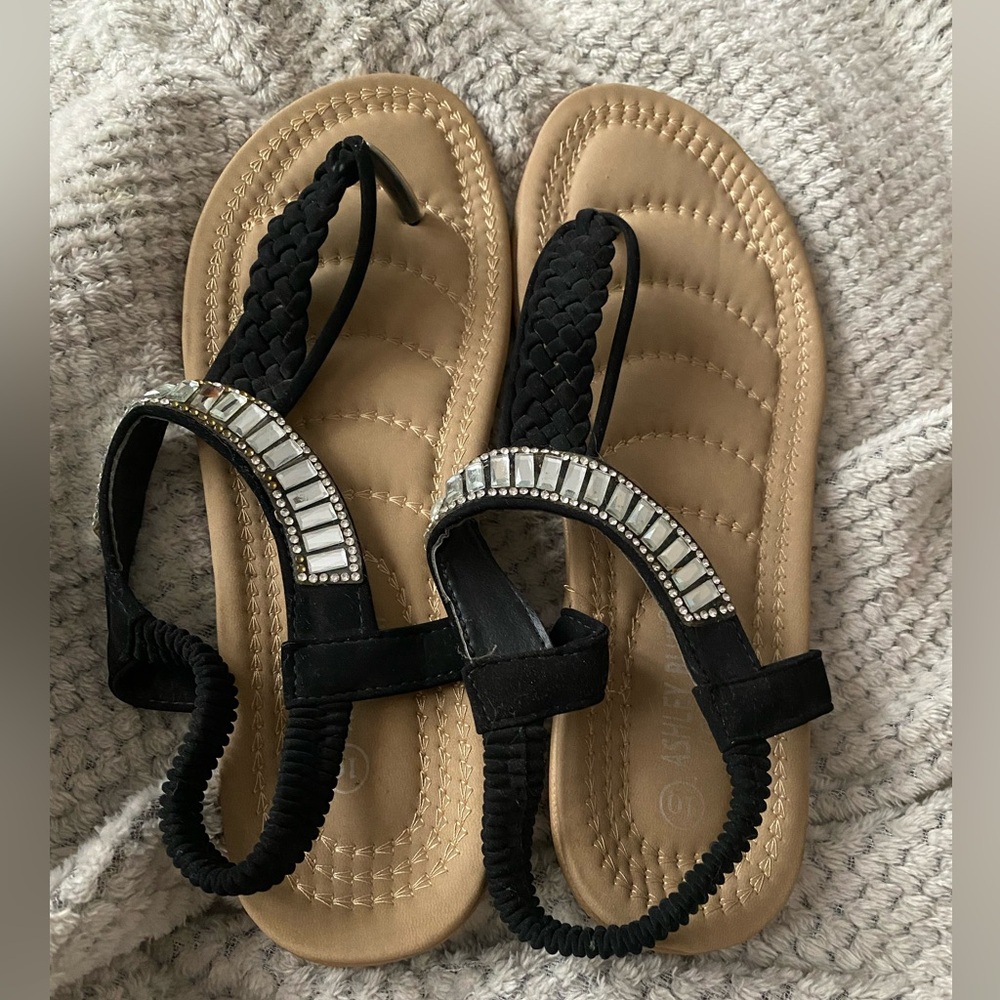 Ashley Blue Sandals, Size 10, Brown & Black